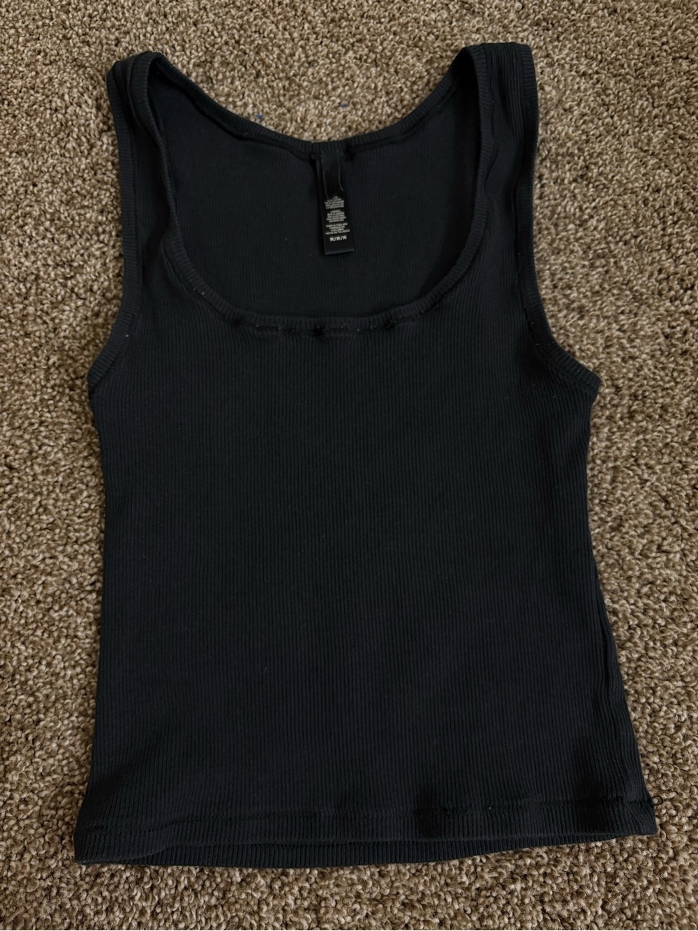 SKIMS Black Ribbed Scoop Tank Top